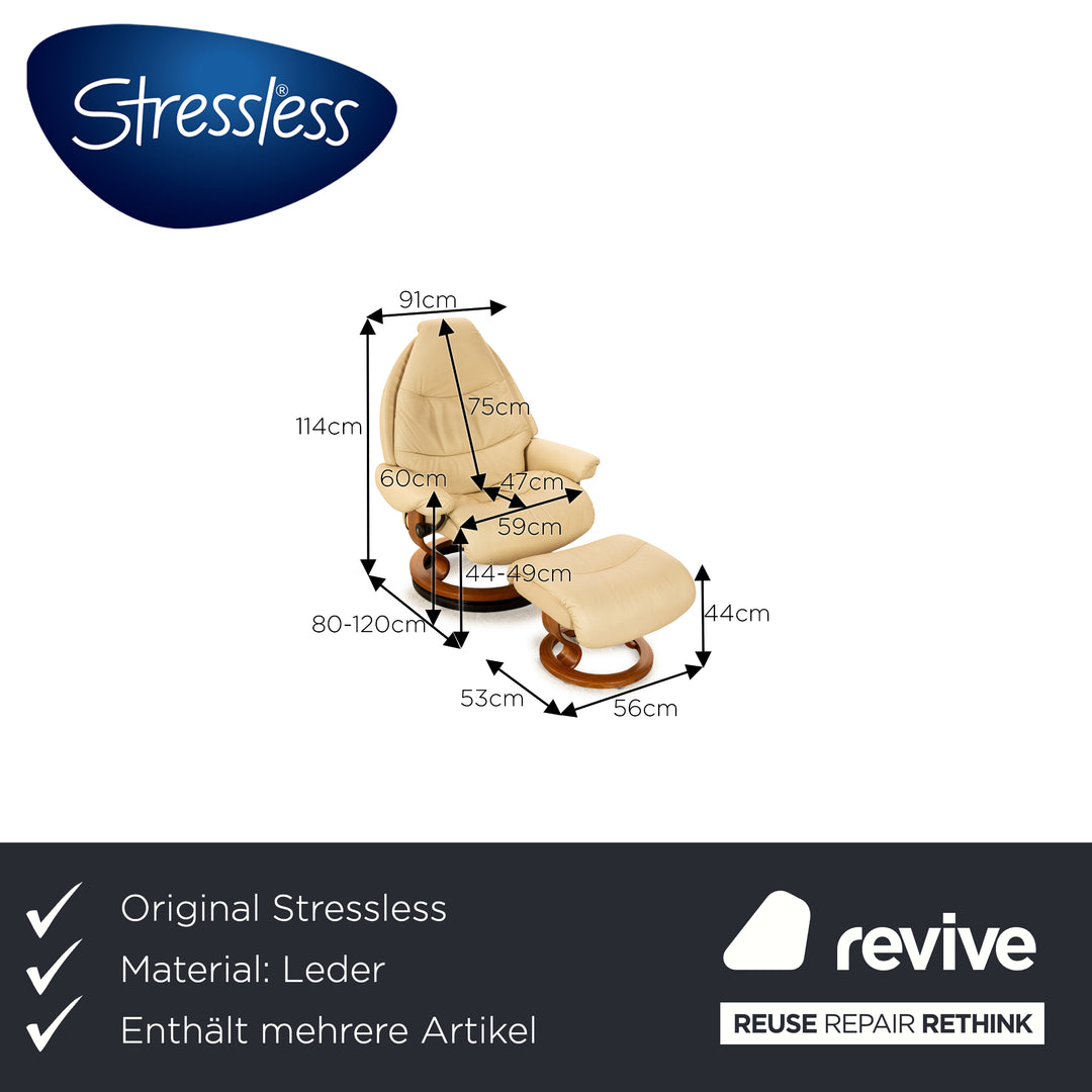 Stressless Legend Leder Sofa Garnitur Creme Beige manuelle Funktion Ecksofa Sessel Hocker Sofa Couch