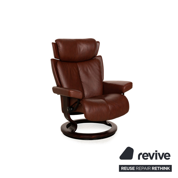 Stressless Magic Leather Armchair Brown incl. Stool