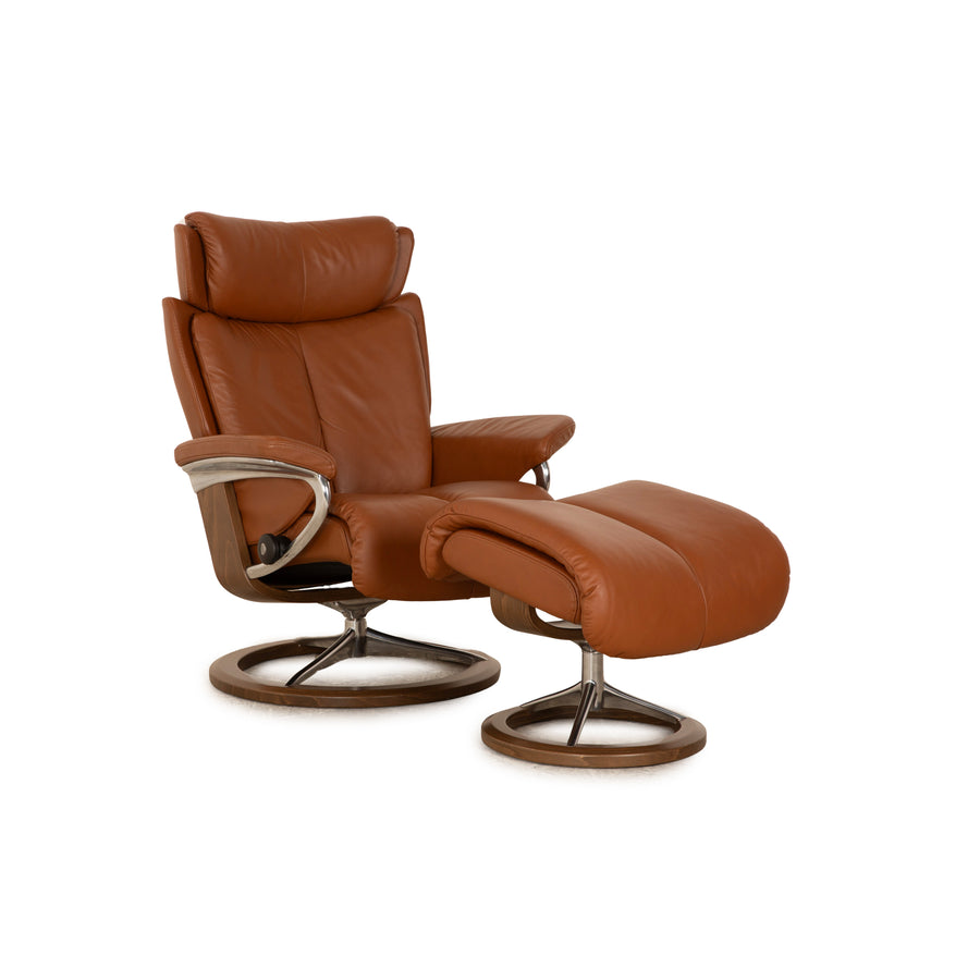 Stressless Magic Leather Armchair Brown manual function incl. stool