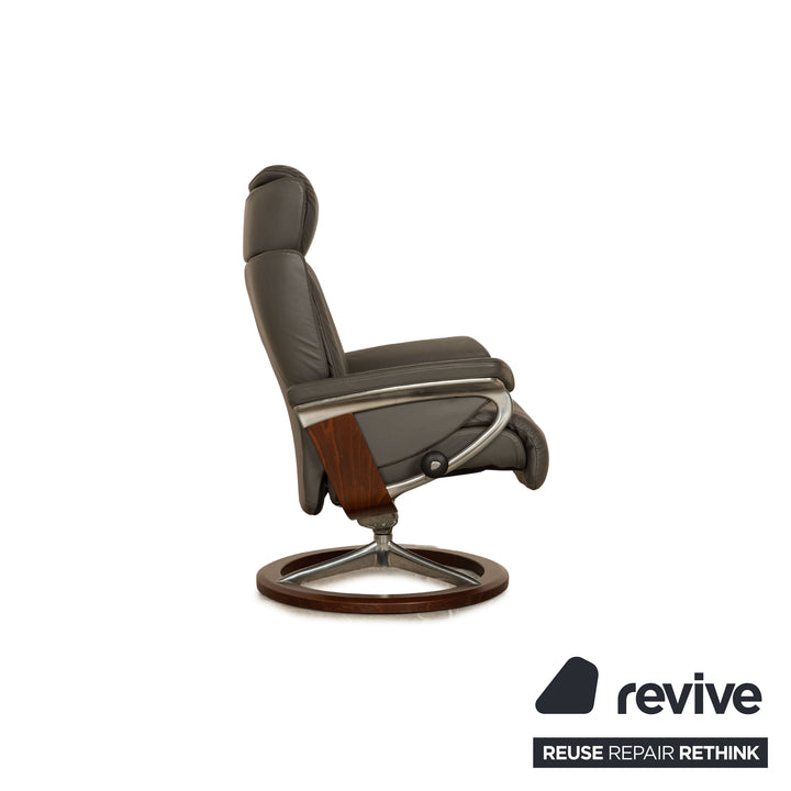 Stressless Magic Leder Sessel Garnitur inkl. Hocker Grau Größe M