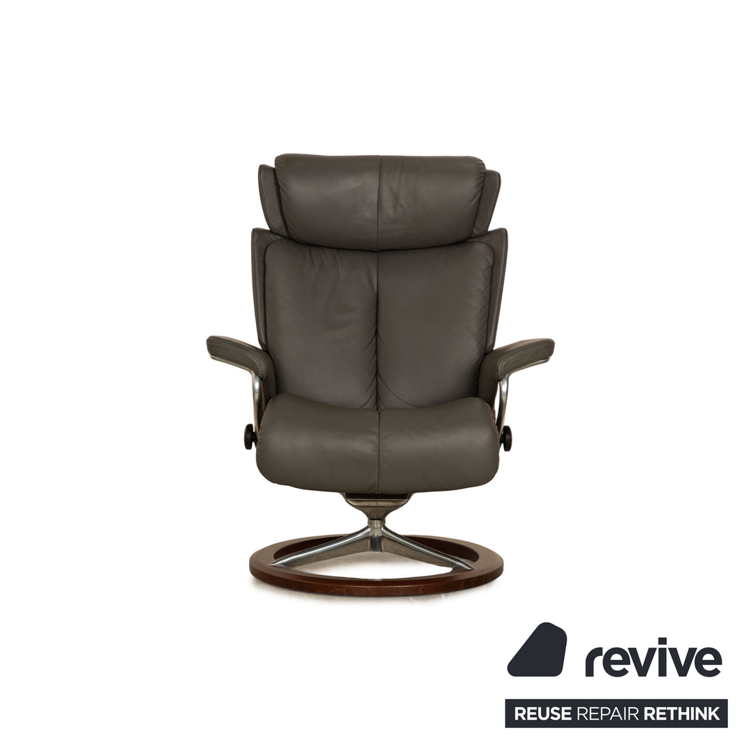 Stressless Magic Leder Sessel Garnitur inkl. Hocker Grau Größe M