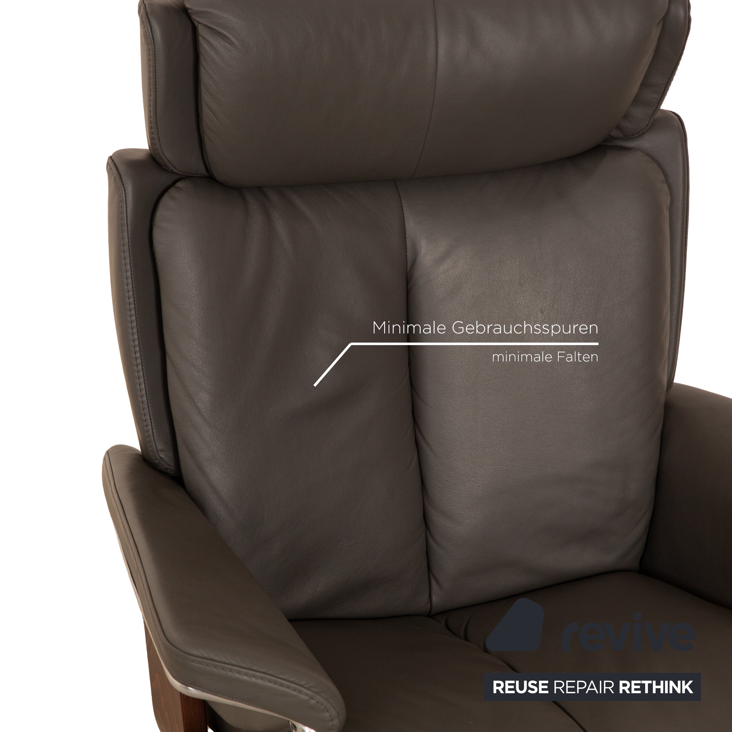 Fauteuil en cuir Stressless Magic avec tabouret gris taille M