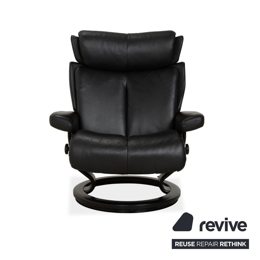 Fauteuil inclinable Stressless Magic en cuir noir à commande manuelle