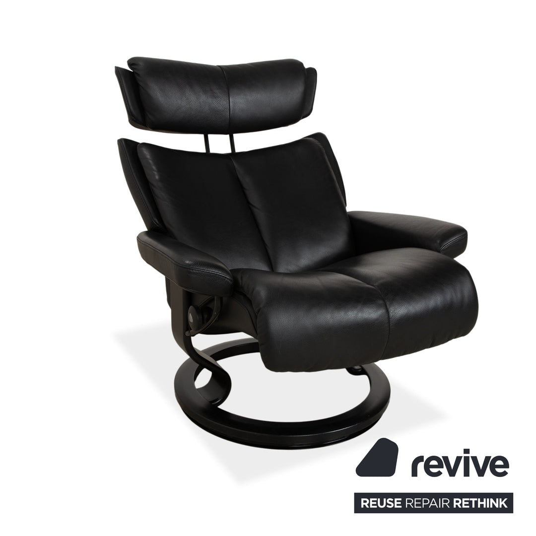 Stressless Magic Leather Recliner Black Manual Function