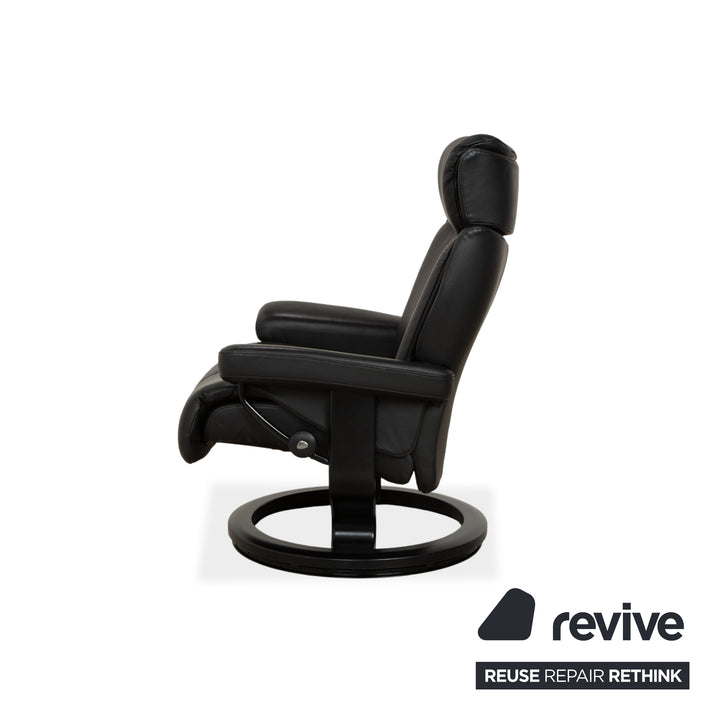Fauteuil inclinable Stressless Magic en cuir noir à commande manuelle