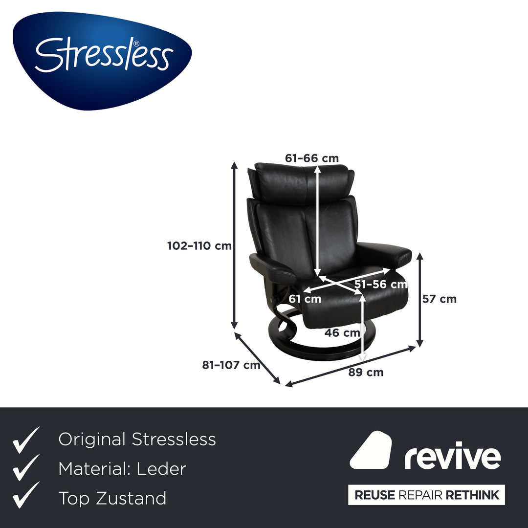 Fauteuil inclinable Stressless Magic en cuir noir à commande manuelle