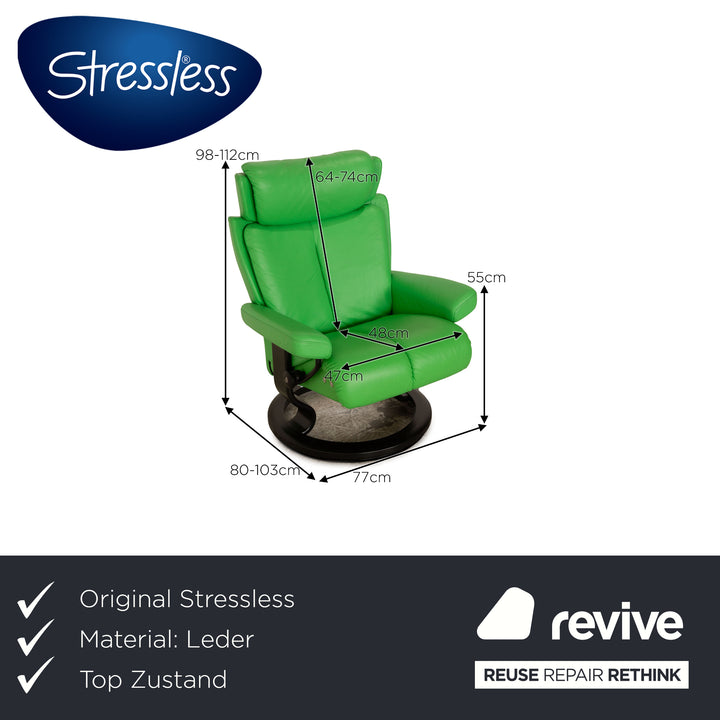 Stressless Magic Power Leder Sessel Grün manuelle Funktion