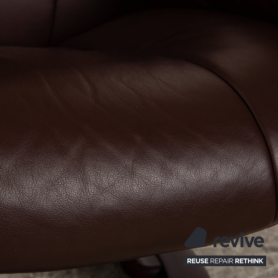 Stressless Mayfair Leather Armchair Brown incl. Stool manual function Relax function