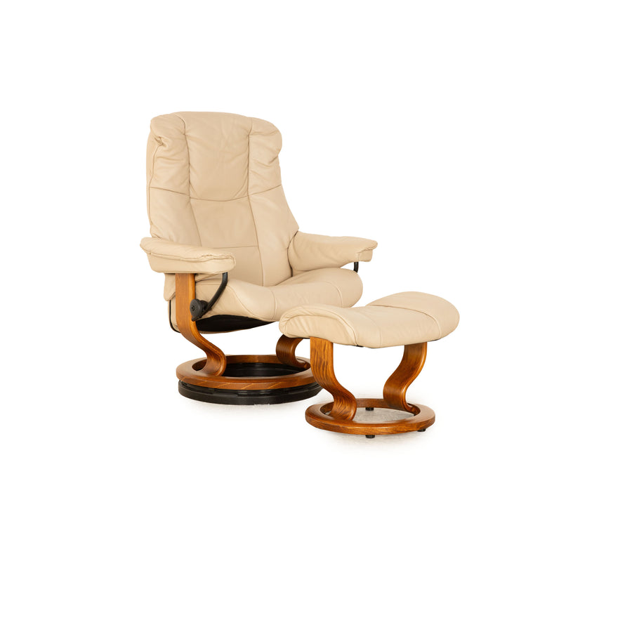 Stressless Mayfair leather armchair cream manual function incl. stool