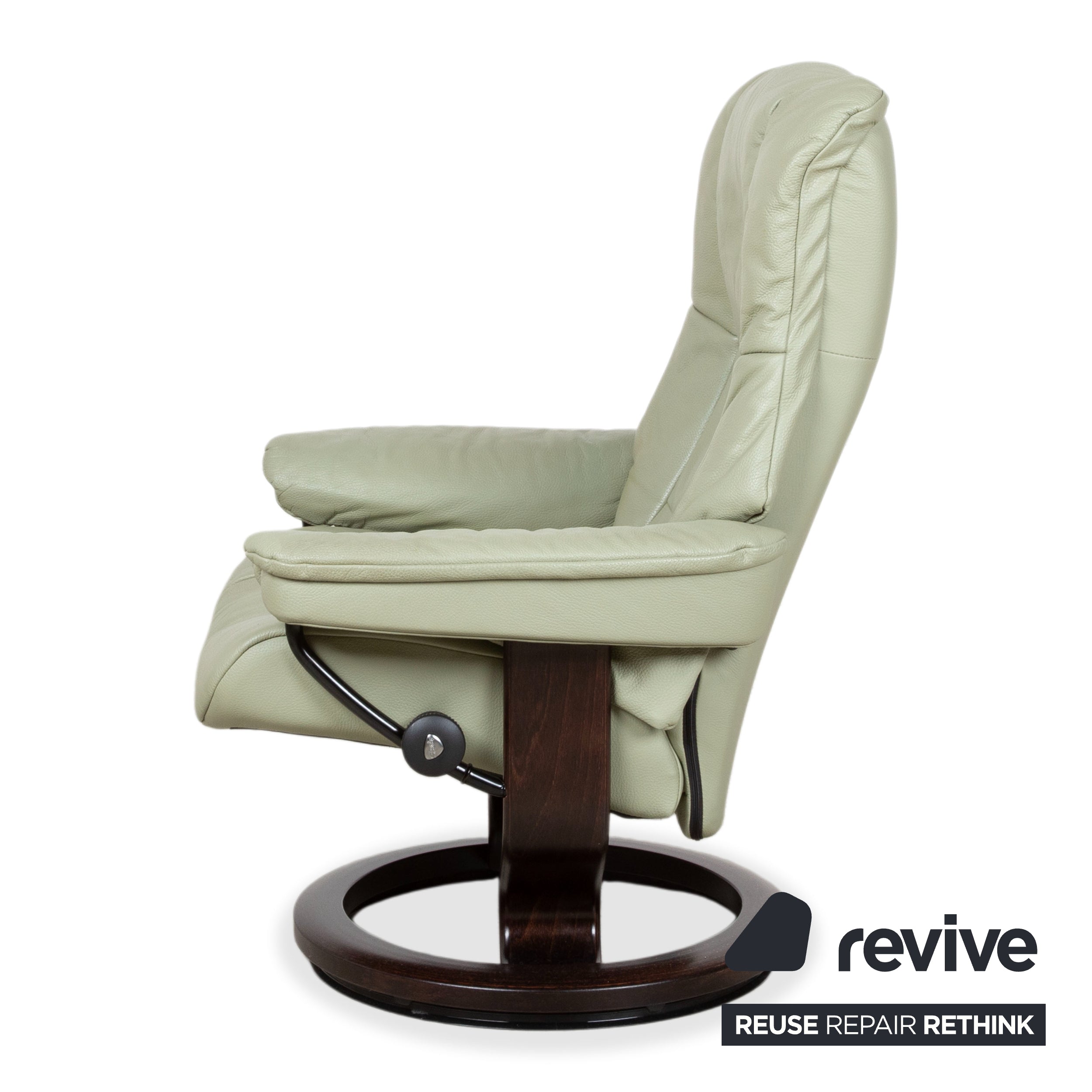 Stressless Mayfair leather recliner sage green incl. footstool with relax function