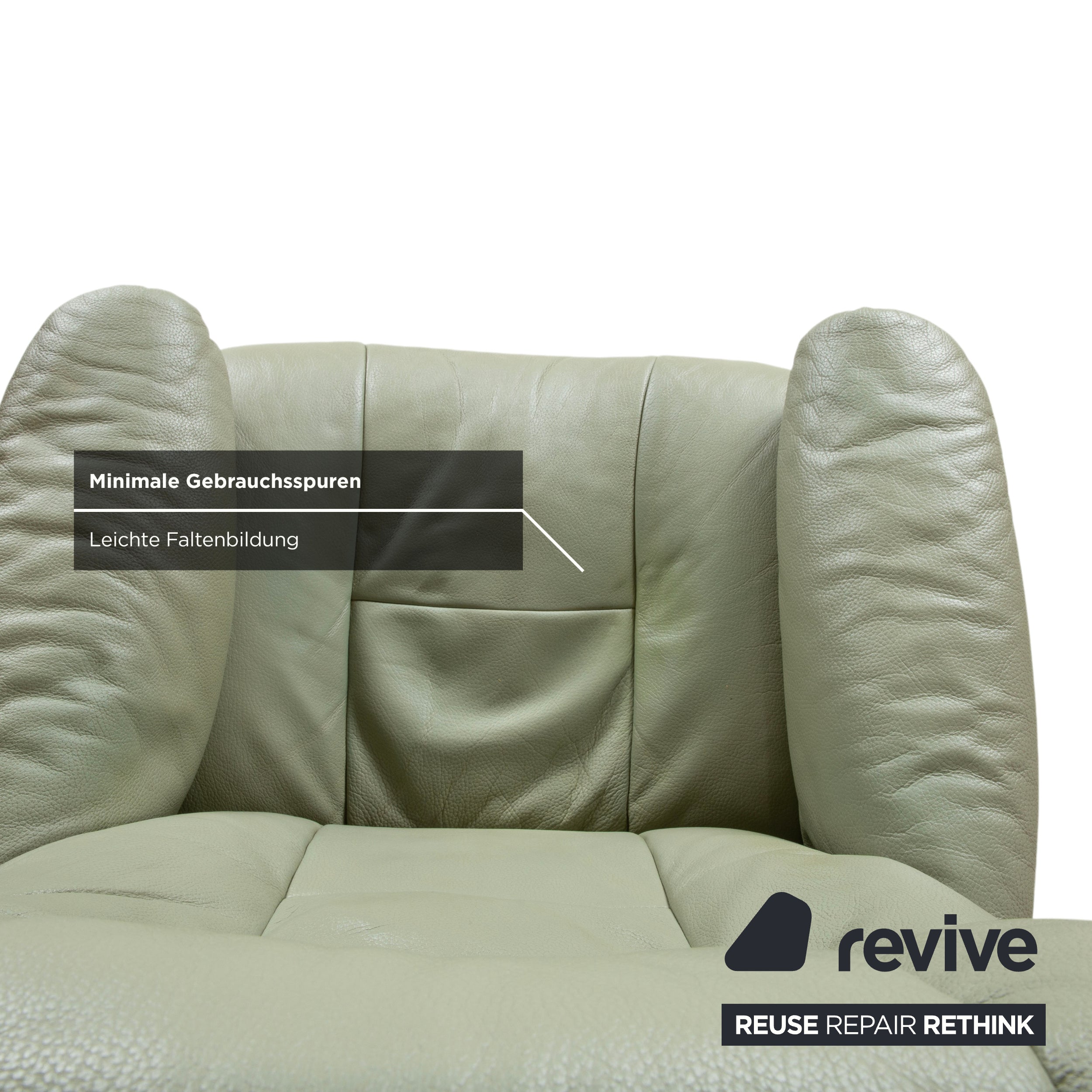 Stressless Mayfair leather recliner sage green incl. footstool with relax function
