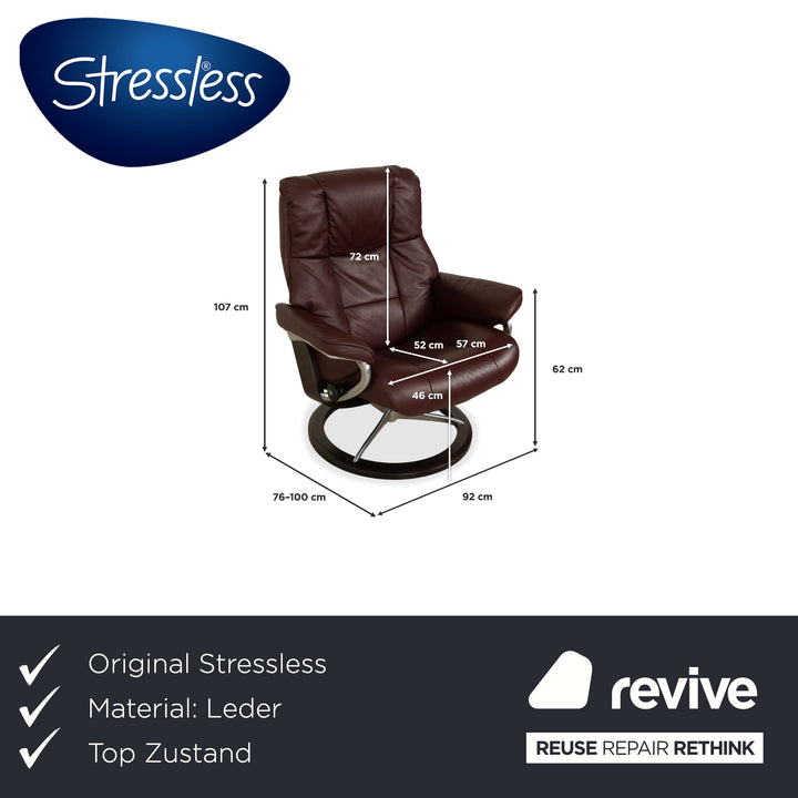 Stressless Mayfair Leder Sessel Lila Aubergine manuelle Funktion inkl. Hocker