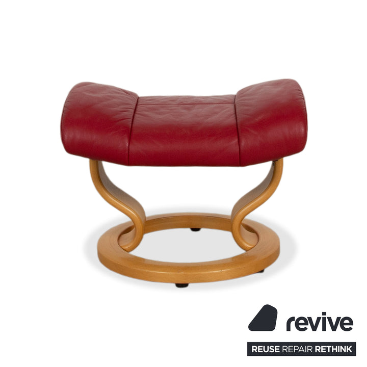 Stressless Mayfair Leather Armchair Red Manual Function incl. Ottoman