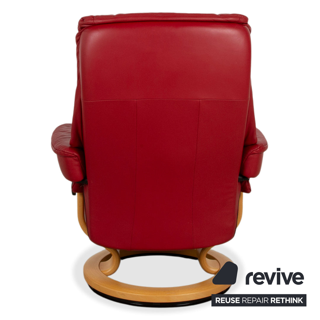 Stressless Mayfair Leather Armchair Red Manual Function incl. Ottoman