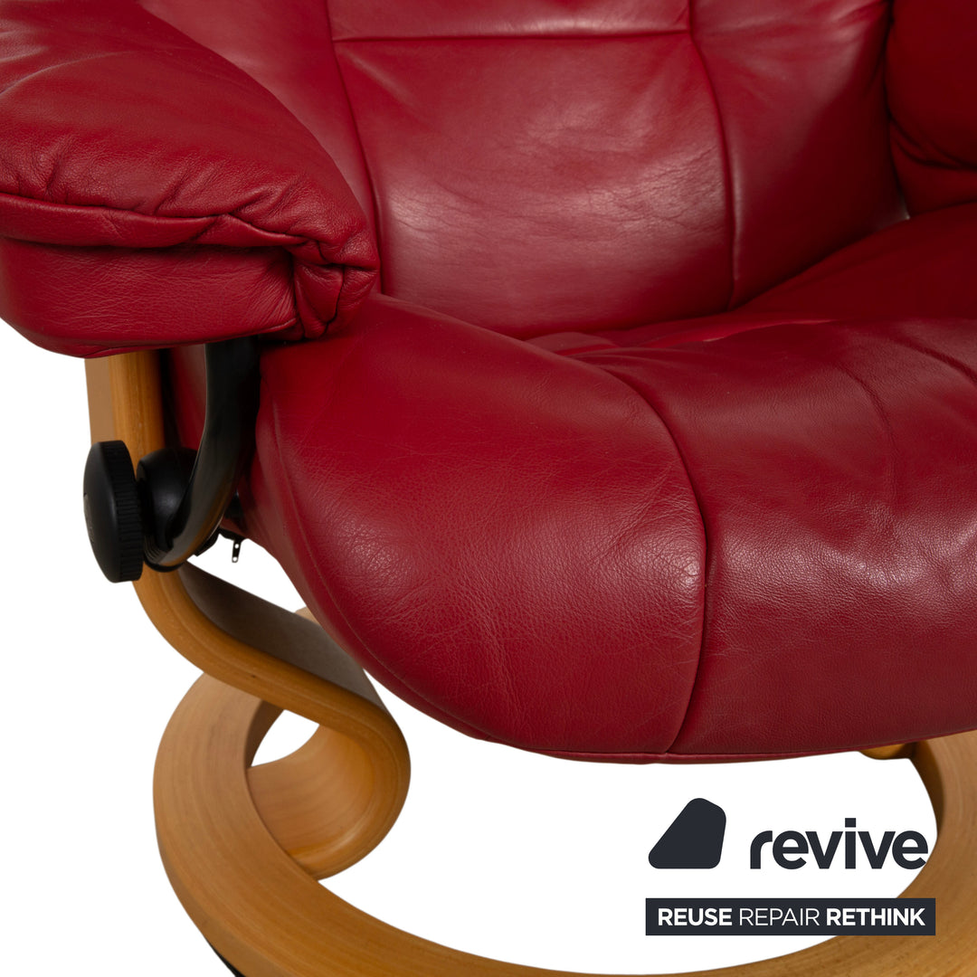 Stressless Mayfair Leather Armchair Red Manual Function incl. Ottoman