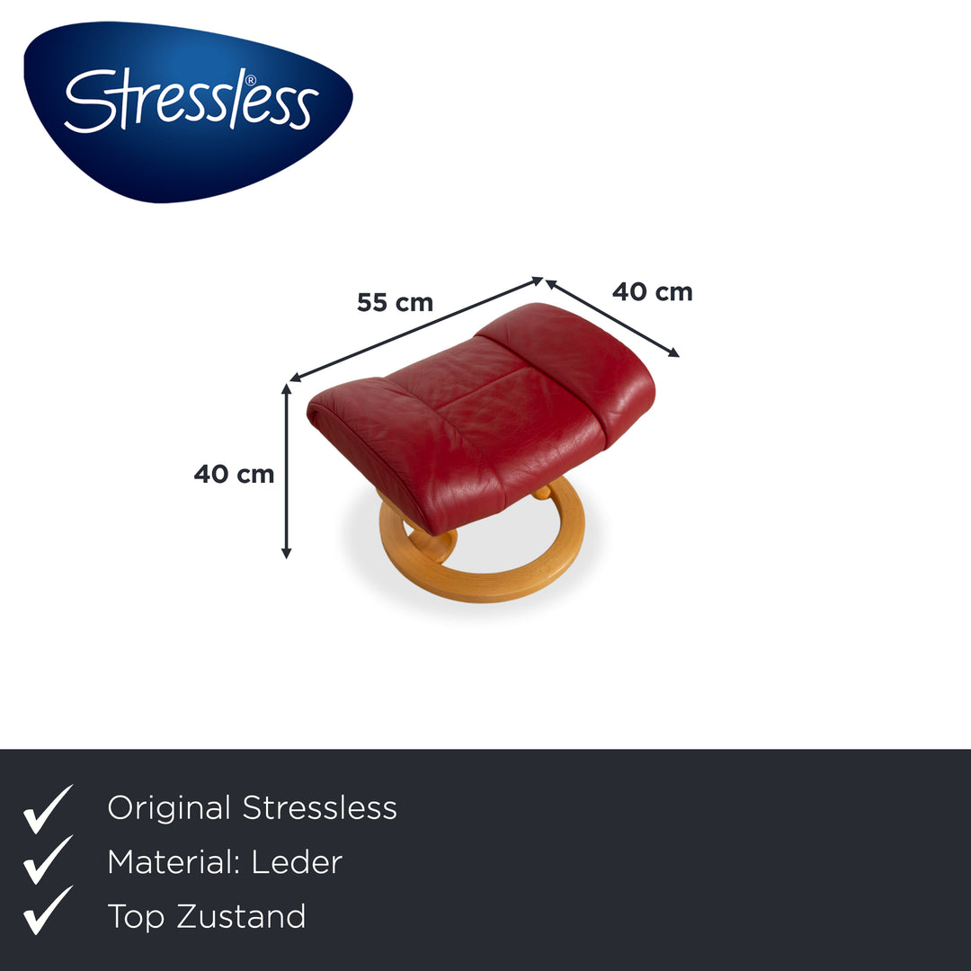 Stressless Mayfair Leather Armchair Red Manual Function incl. Ottoman