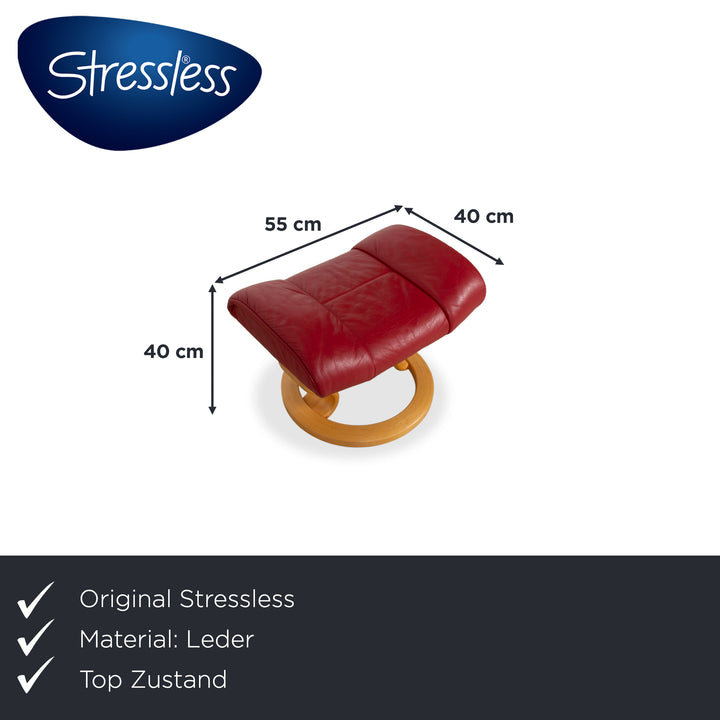 Stressless Mayfair Leather Armchair Red Manual Function incl. Ottoman