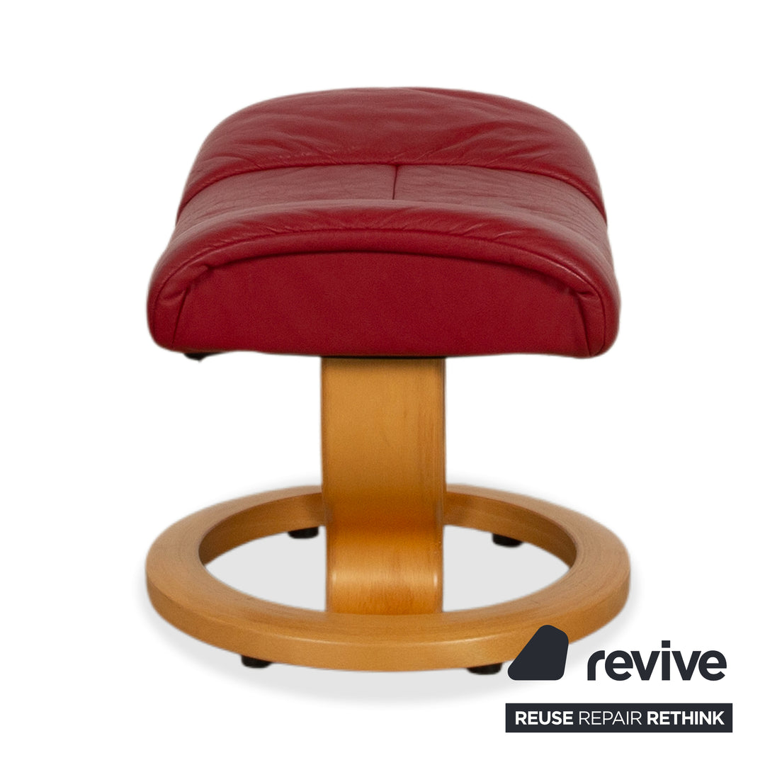Stressless Mayfair Leather Armchair Red Manual Function incl. Ottoman