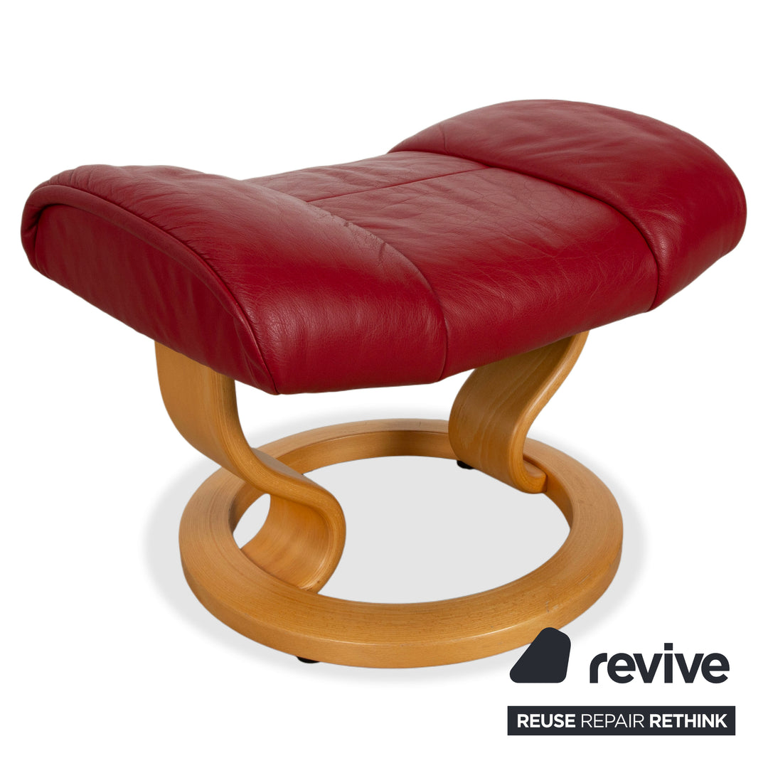 Stressless Mayfair Leather Armchair Red Manual Function incl. Ottoman