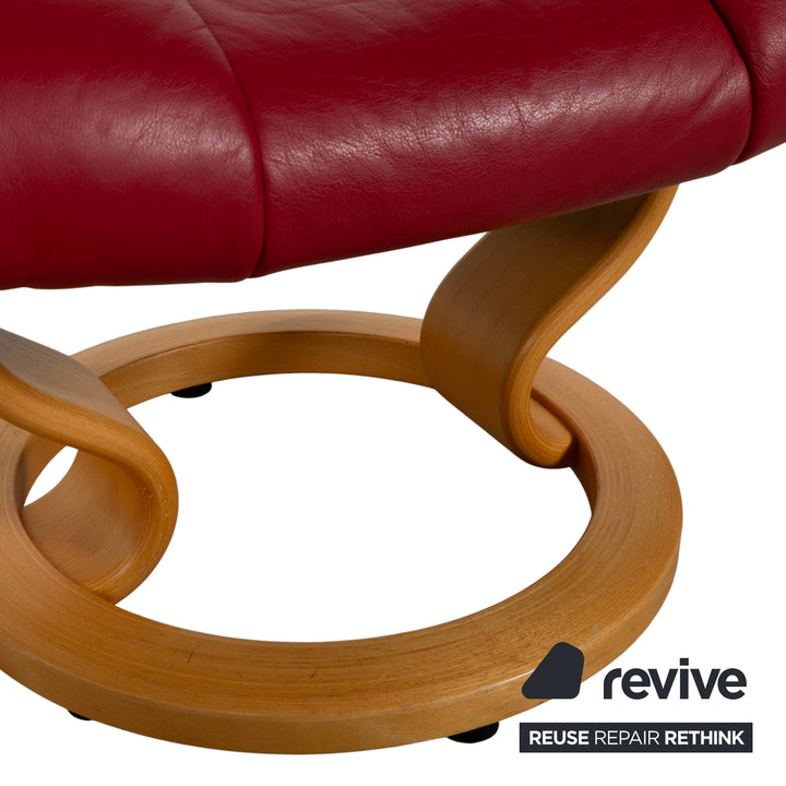 Stressless Mayfair Leather Armchair Red Manual Function incl. Ottoman