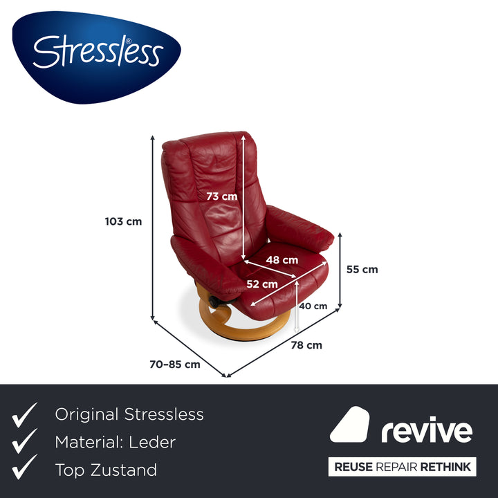Stressless Mayfair Leather Armchair Red Manual Function incl. Ottoman