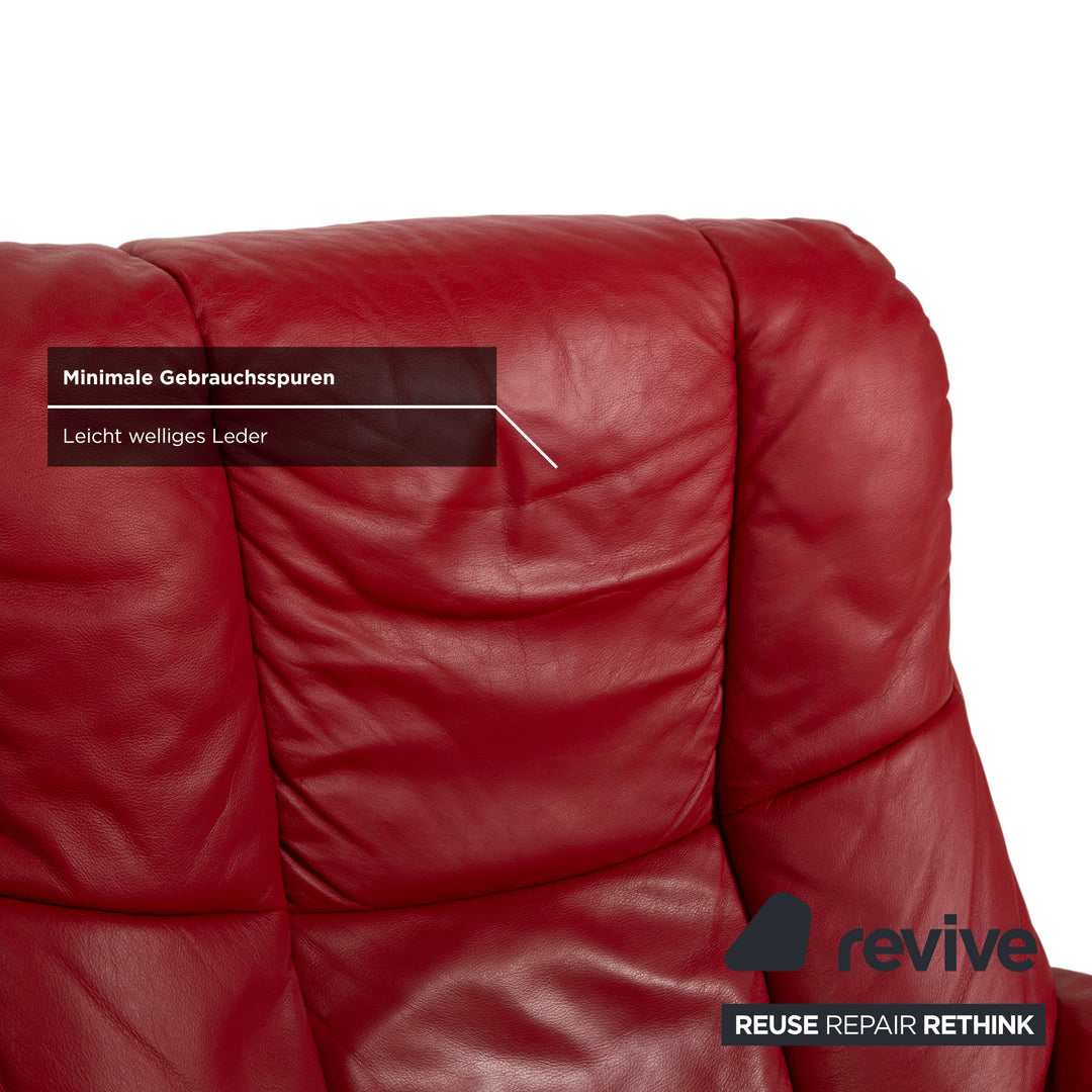 Stressless Mayfair Leather Armchair Red Manual Function incl. Ottoman
