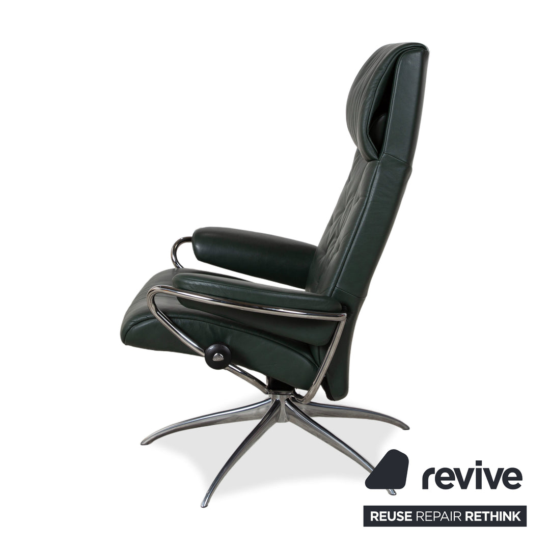 Stressless Metro High Back Leder Sessel Schwarz Grün