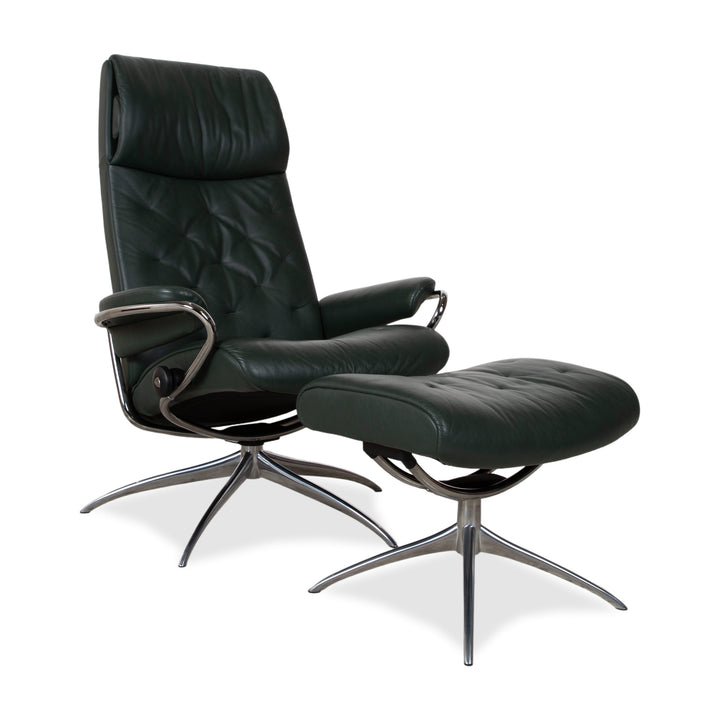 Stressless Metro High Back Leder Sessel Schwarz Grün