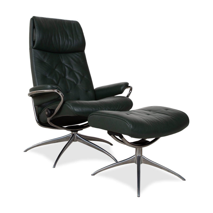 Stressless Metro High Back Leder Sessel Schwarz Grün