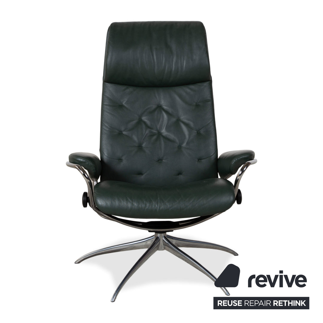 Stressless Metro High Back Leder Sessel Schwarz Grün