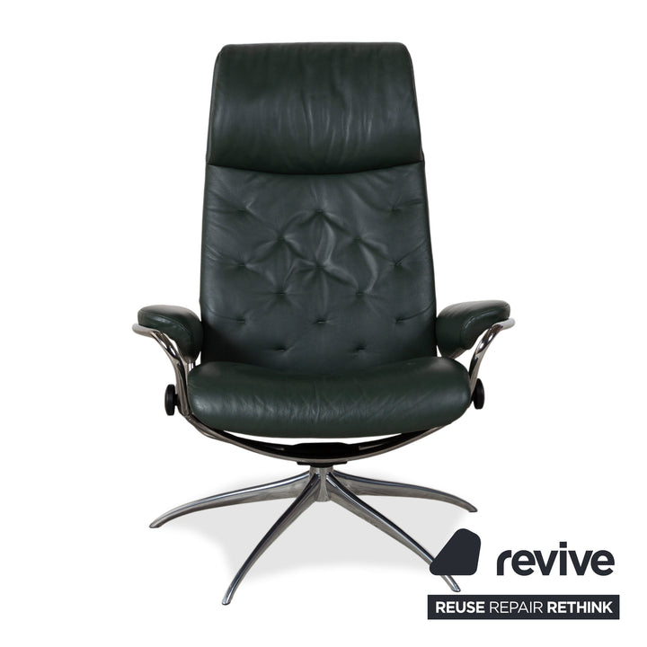 Stressless Metro High Back Leder Sessel Schwarz Grün
