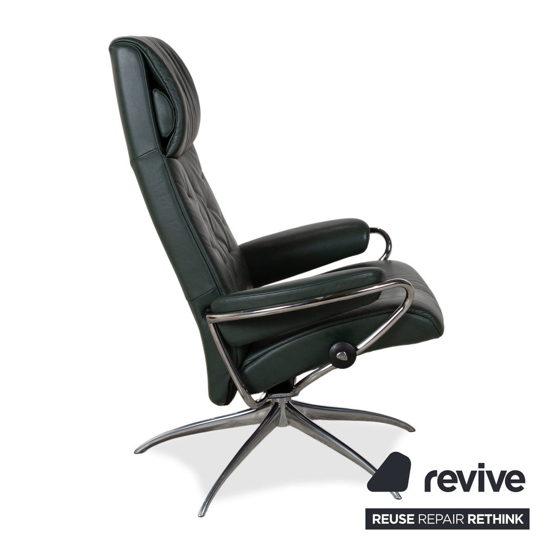 Stressless Metro High Back Leder Sessel Schwarz Grün