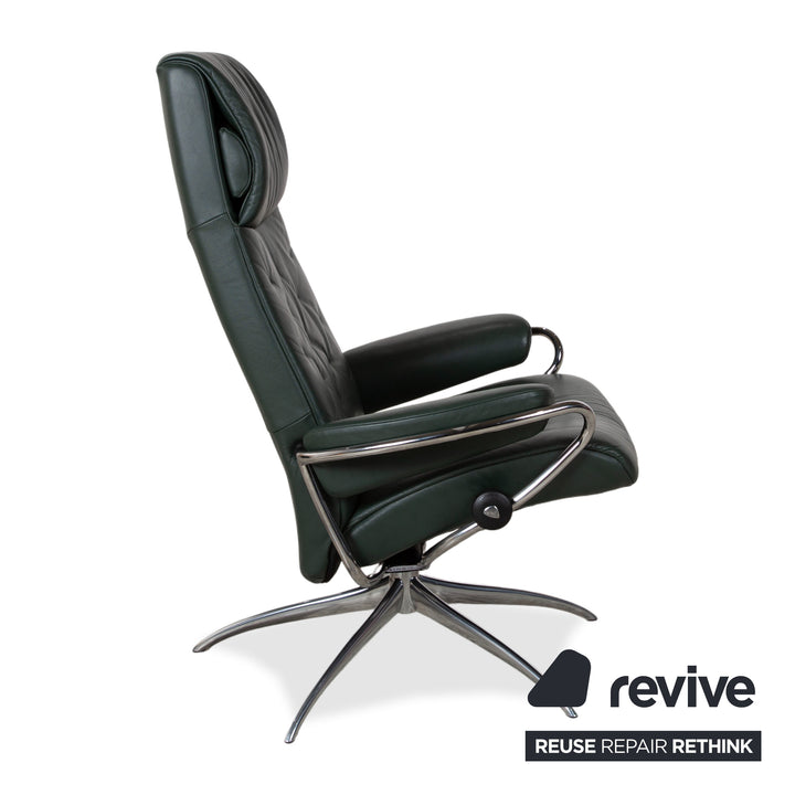 Stressless Metro High Back Leder Sessel Schwarz Grün