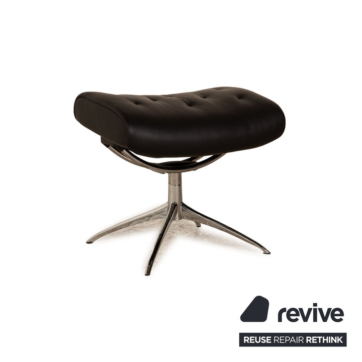 Fauteuil en cuir à dossier haut Stressless Metro noir taille M avec tabouret