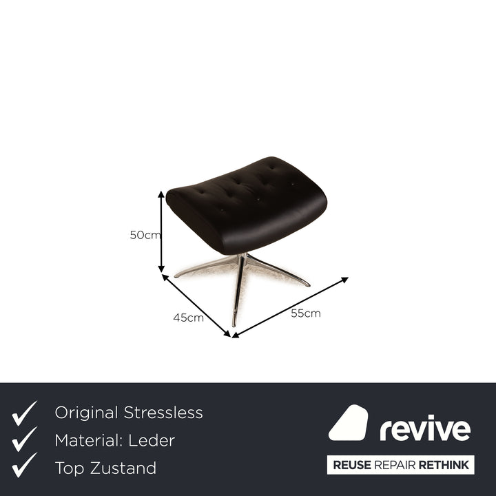 Fauteuil en cuir à dossier haut Stressless Metro noir taille M avec tabouret