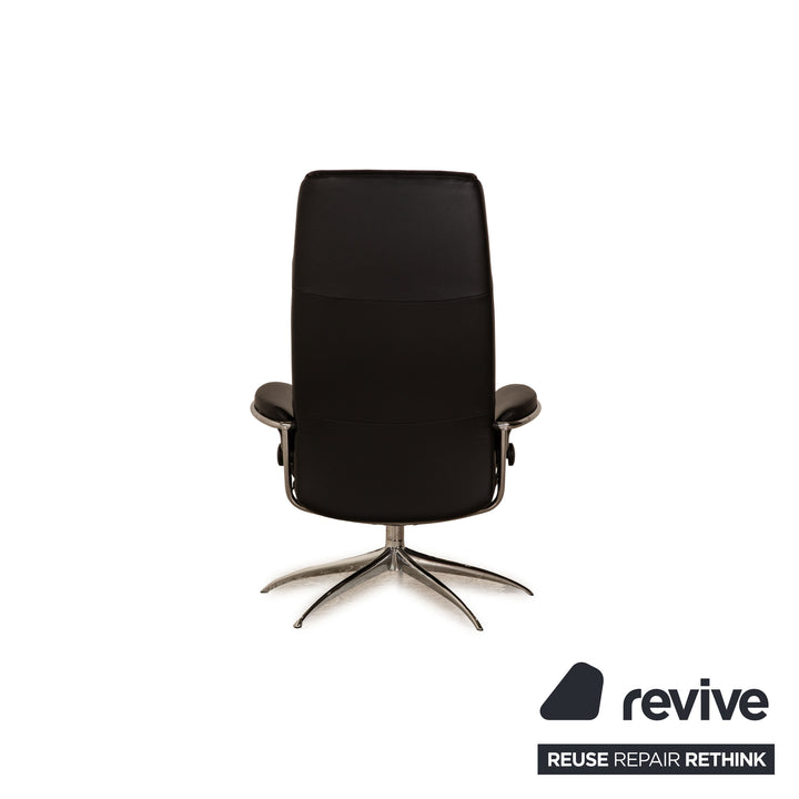 Stressless Metro High Back Leather Armchair Black Size M including footstool