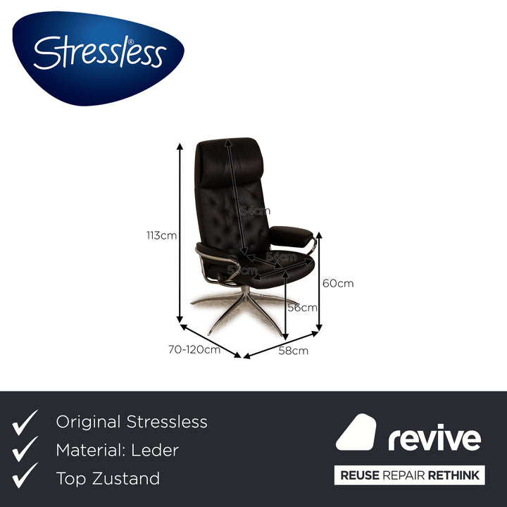 Stressless Metro High Back Leather Armchair Black Size M including footstool