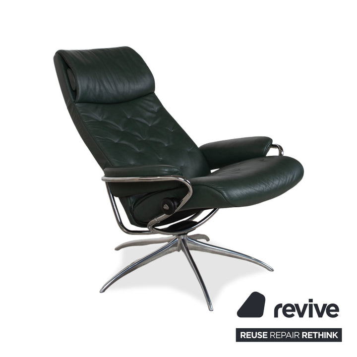 Stressless Metro High Back Leder Sessel Schwarz Grün
