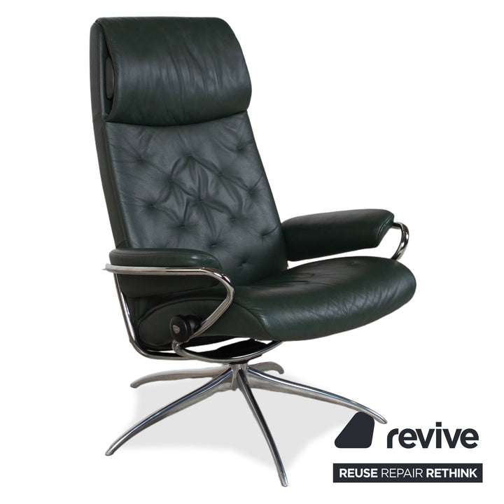 Stressless Metro High Back Leder Sessel Schwarz Grün