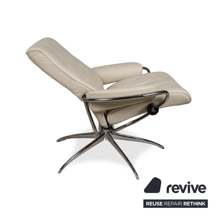 Stressless Metro Leder Chrom Sessel Creme Beige manuelle Funktion