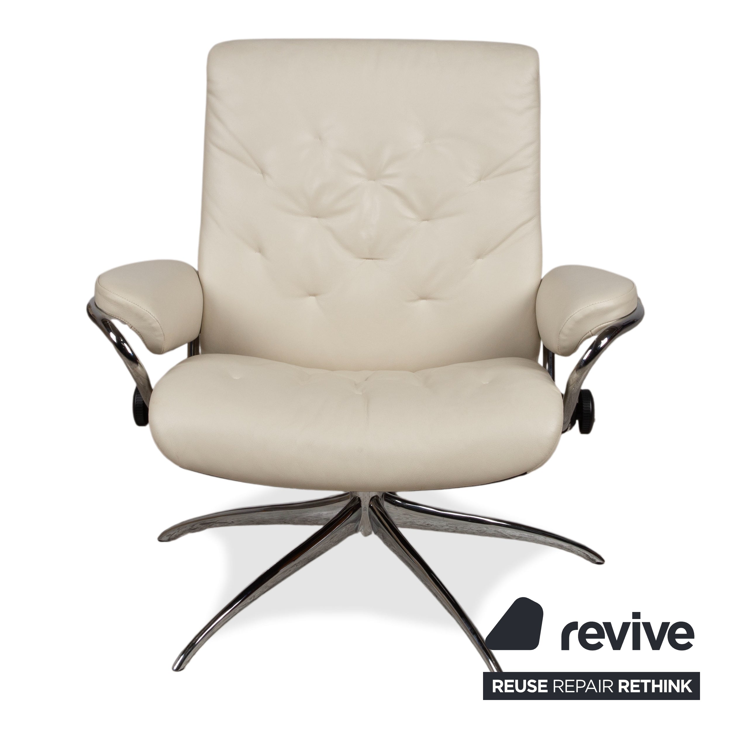 Stressless Metro Leder Chrom Sessel Creme Beige manuelle Funktion