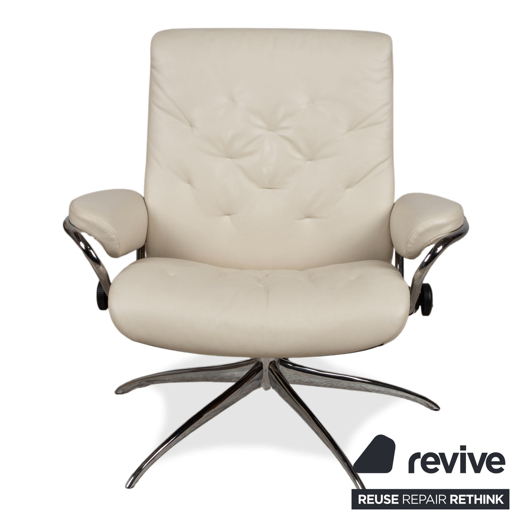 Stressless Metro Leder Chrom Sessel Creme Beige manuelle Funktion