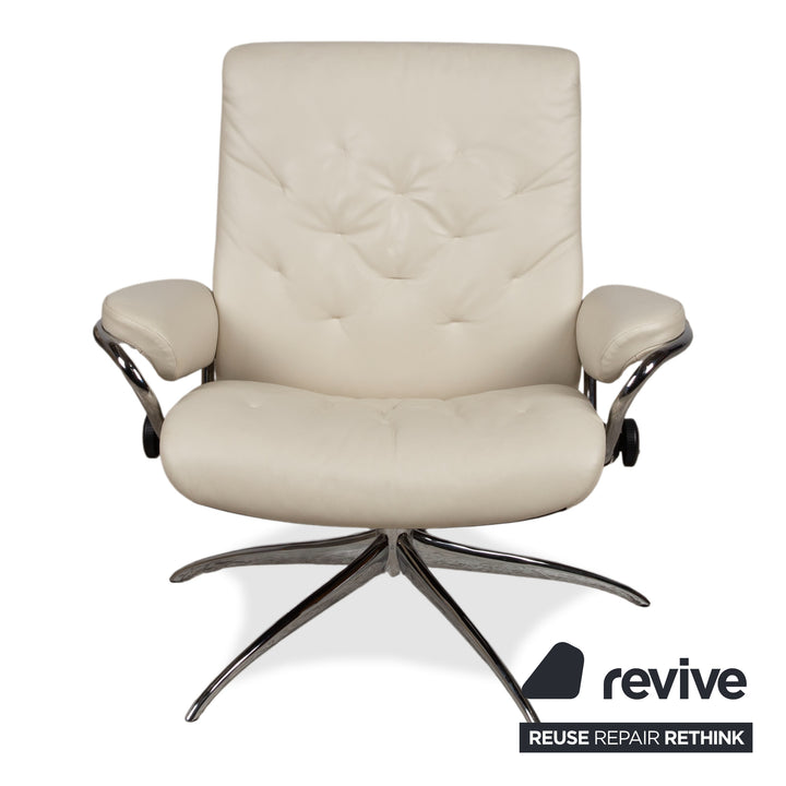 Stressless Metro Leder Chrom Sessel Creme Beige manuelle Funktion