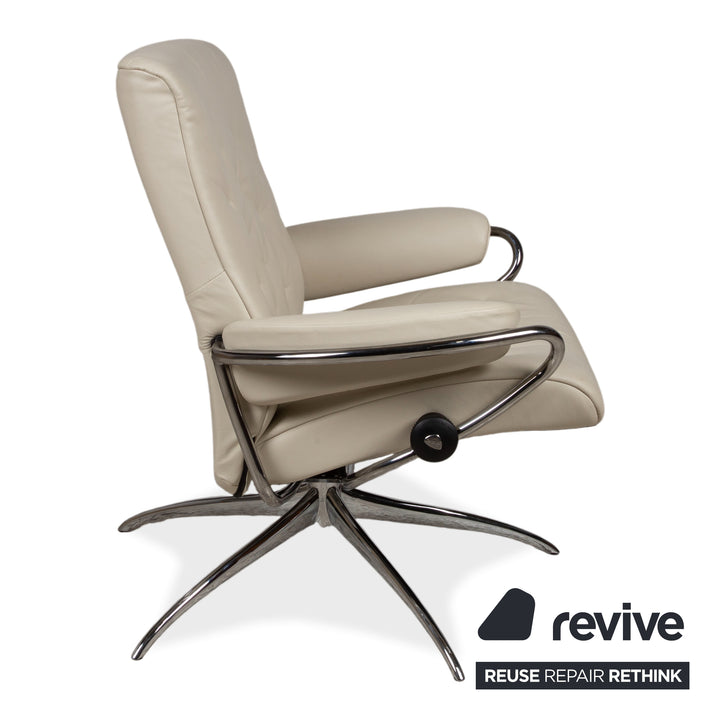 Stressless Metro Leder Chrom Sessel Creme Beige manuelle Funktion