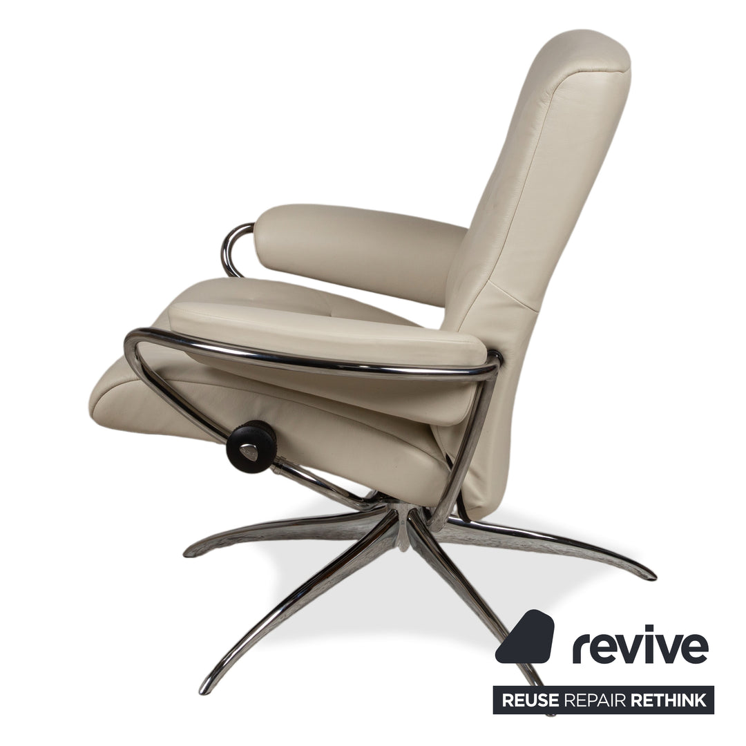 Stressless Metro Leder Chrom Sessel Creme Beige manuelle Funktion