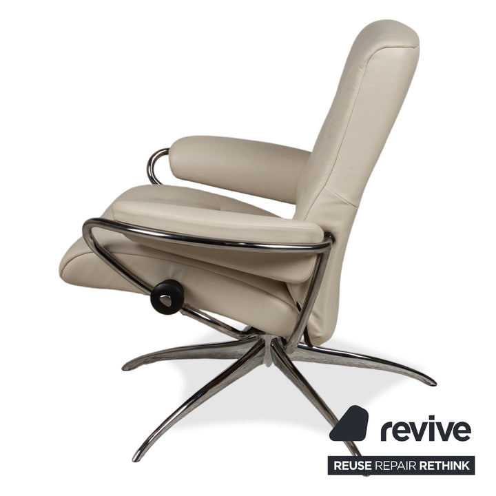 Stressless Metro Leder Chrom Sessel Creme Beige manuelle Funktion