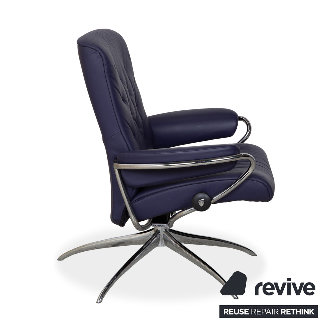 Stressless Metro Leder Sessel Blau Lila manuelle Funktion inkl. Hocker