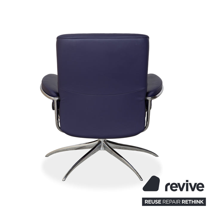 Stressless Metro Leder Sessel Blau Lila manuelle Funktion inkl. Hocker