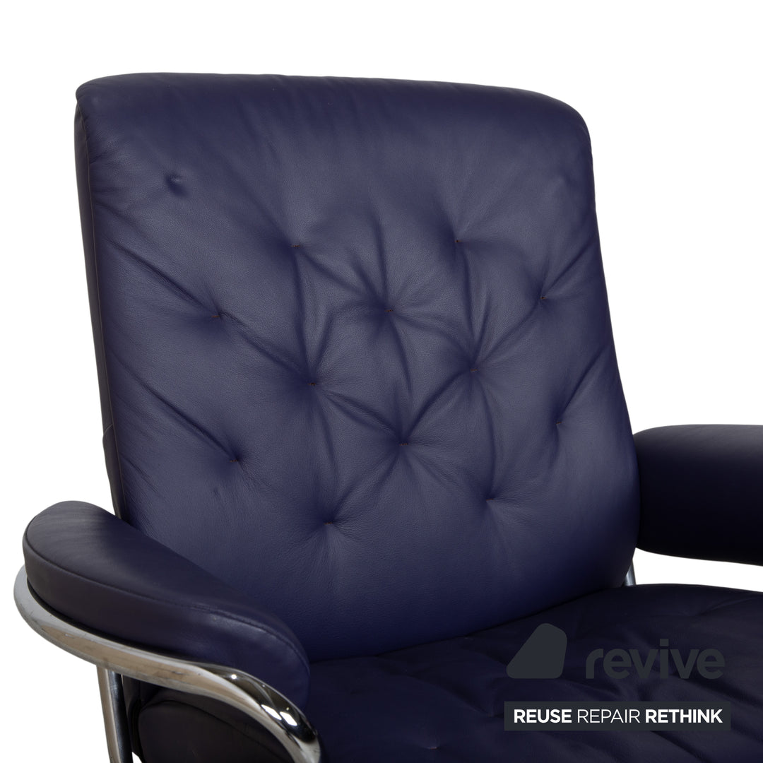 Stressless Metro Leder Sessel Blau Lila manuelle Funktion inkl. Hocker