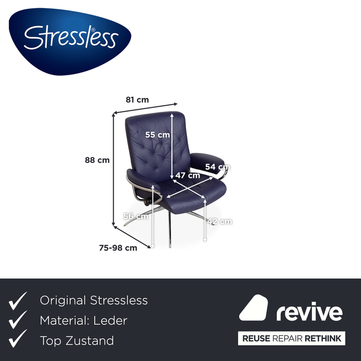 Stressless Metro Leder Sessel Blau Lila manuelle Funktion inkl. Hocker
